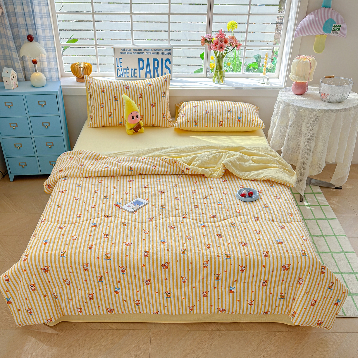 91家纺网 家纺一手货源 找家纺 玉海棠家纺 2026新款云感泡芙棉夏被空调被夏凉被四件套 星光童话