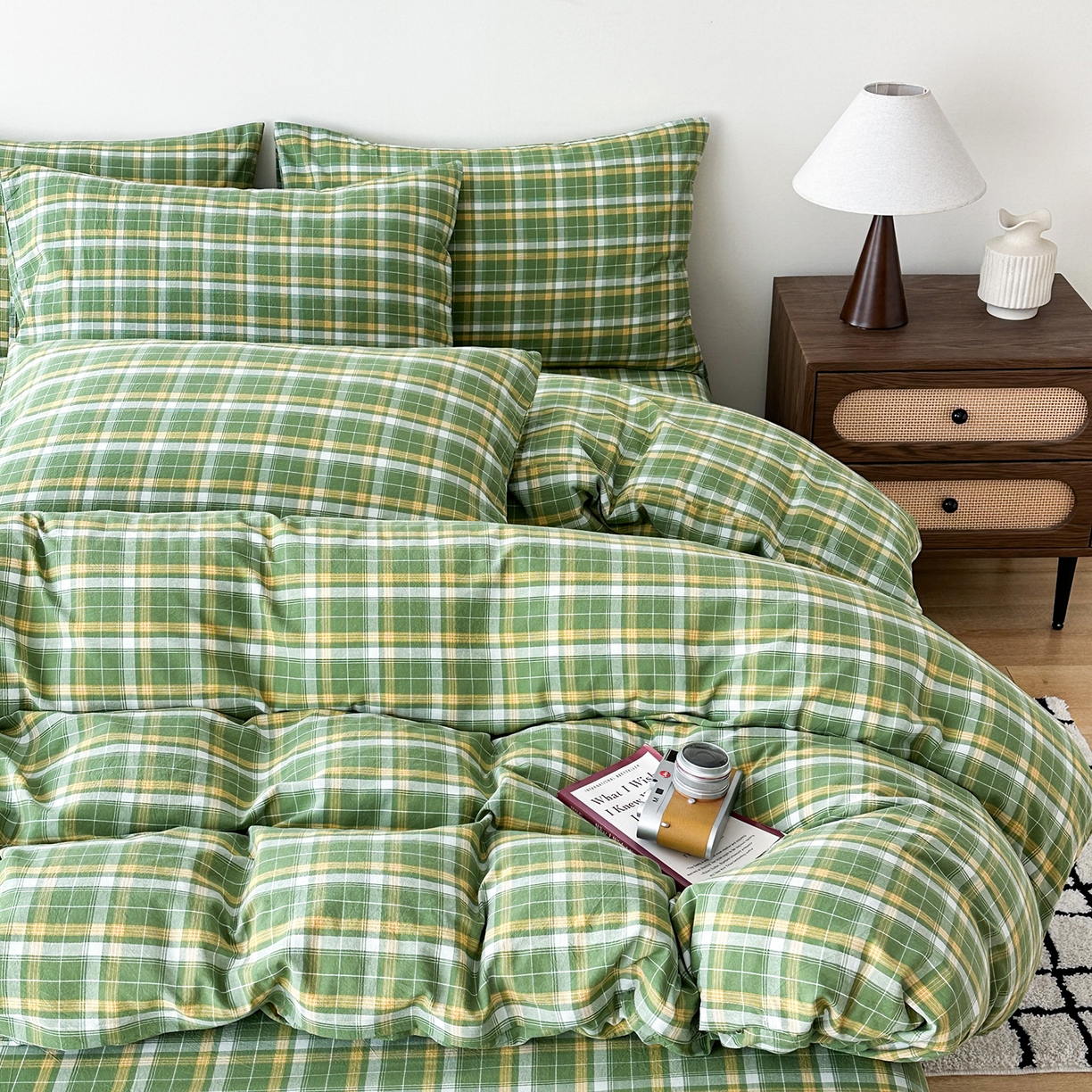 91家纺网 家纺一手货源 找家纺 蓝梦 2026新款全棉纯棉色织水洗棉简约四件套-繁花 繁花-绿