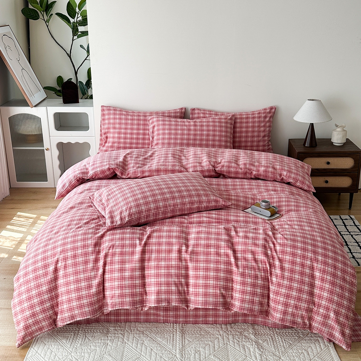 91家纺网 家纺一手货源 找家纺 蓝梦 2026新款全棉纯棉色织水洗棉简约四件套-繁花 繁花-粉