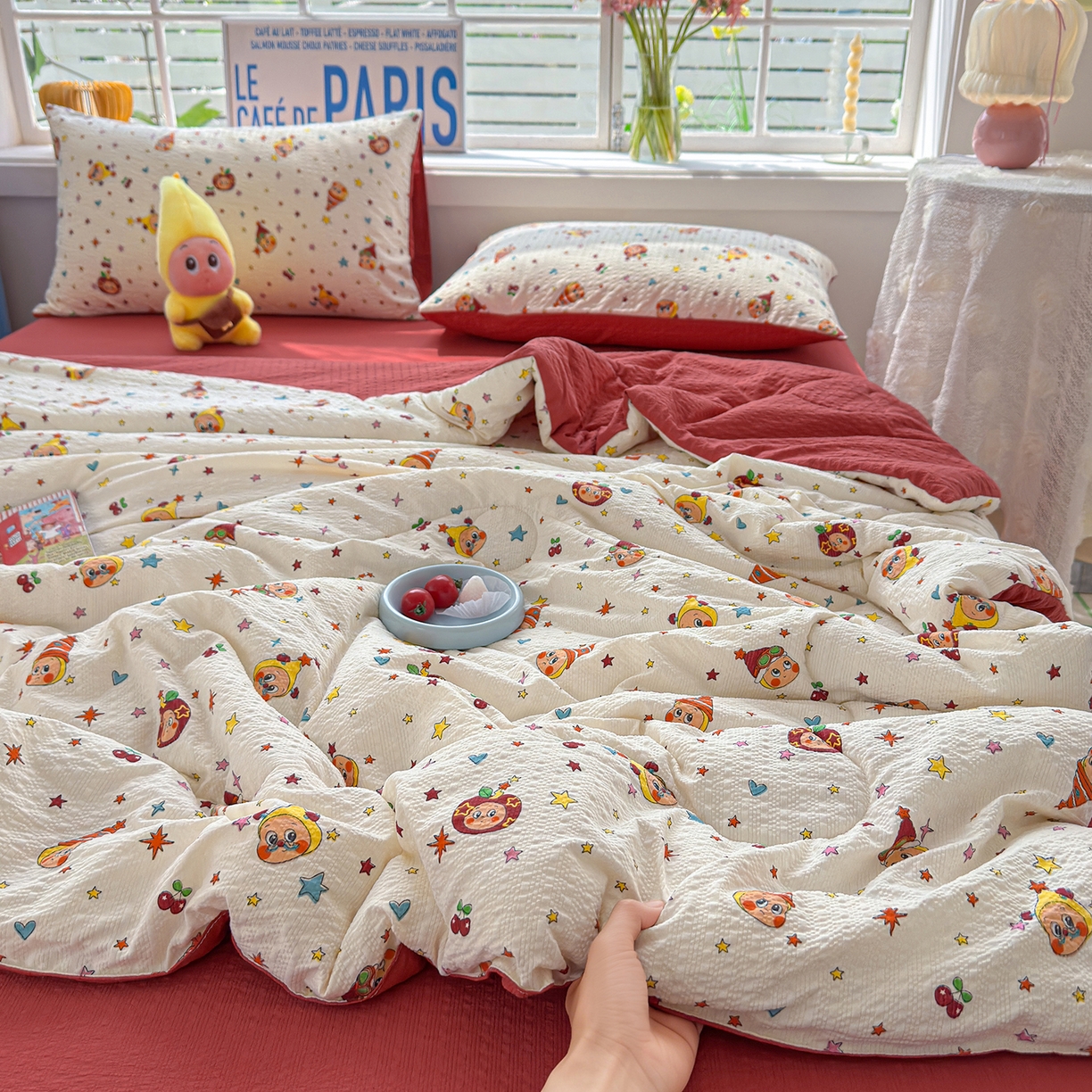 玉海棠家纺 2026新款云感泡芙棉夏被空调被夏凉被四件套 星梦樱桃