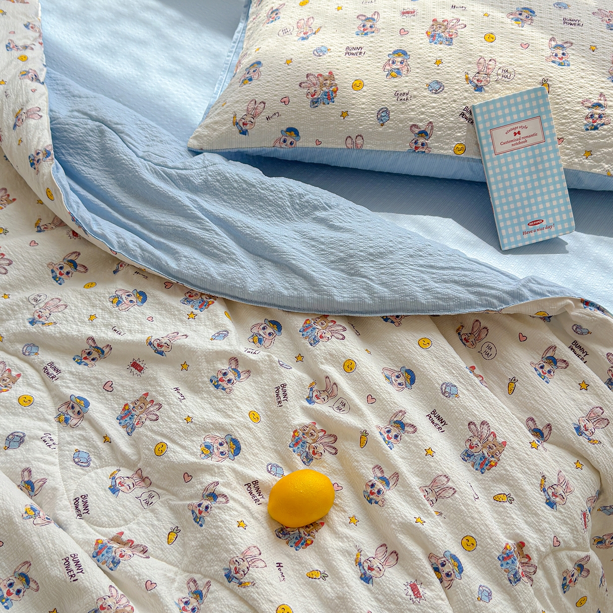 91家纺网 家纺一手货源 找家纺 玉海棠家纺 2026新款云感泡芙棉夏被空调被夏凉被四件套 星兔