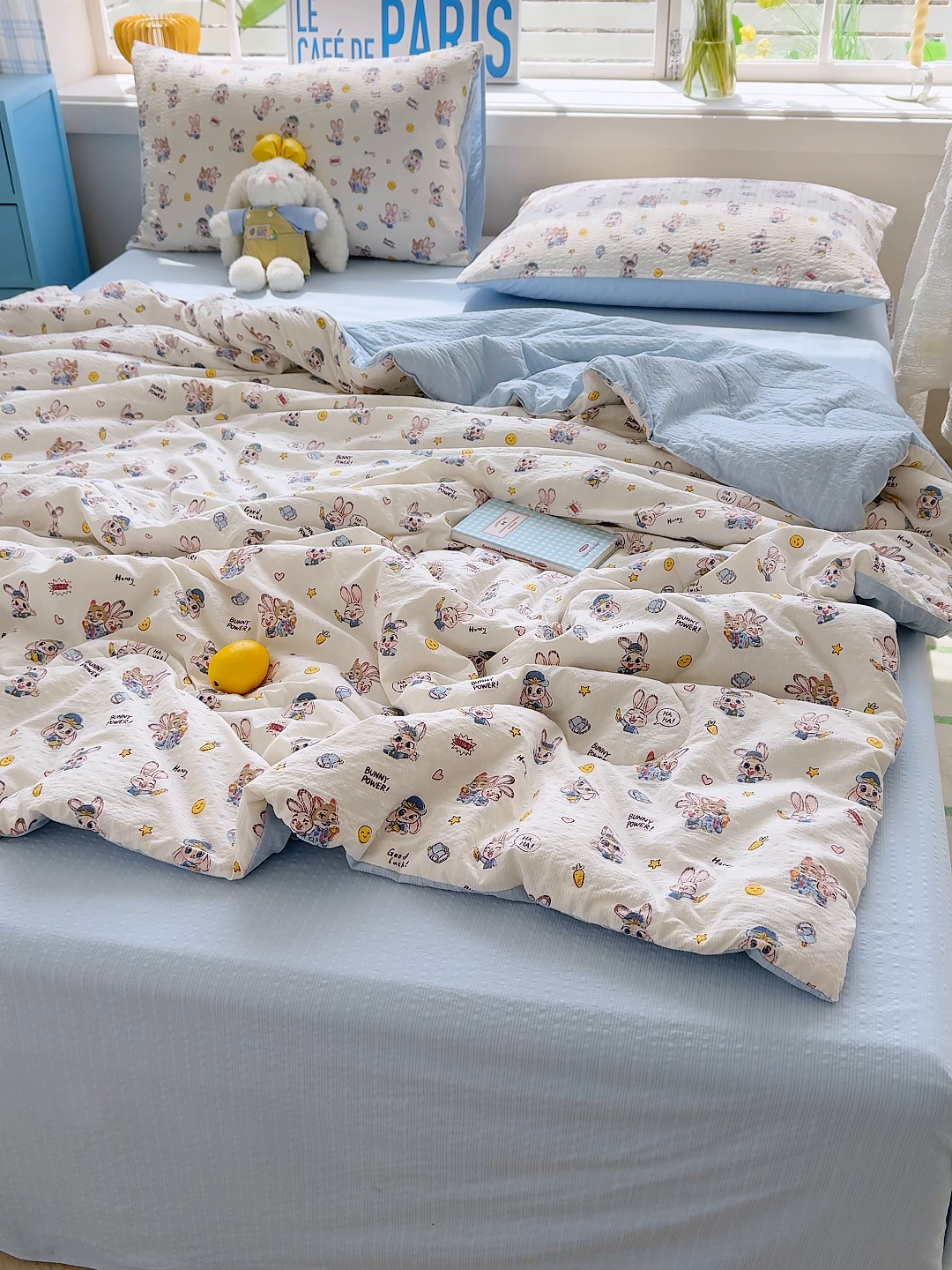 91家纺网 家纺一手货源 找家纺 玉海棠家纺 2026新款云感泡芙棉夏被空调被夏凉被四件套 星兔