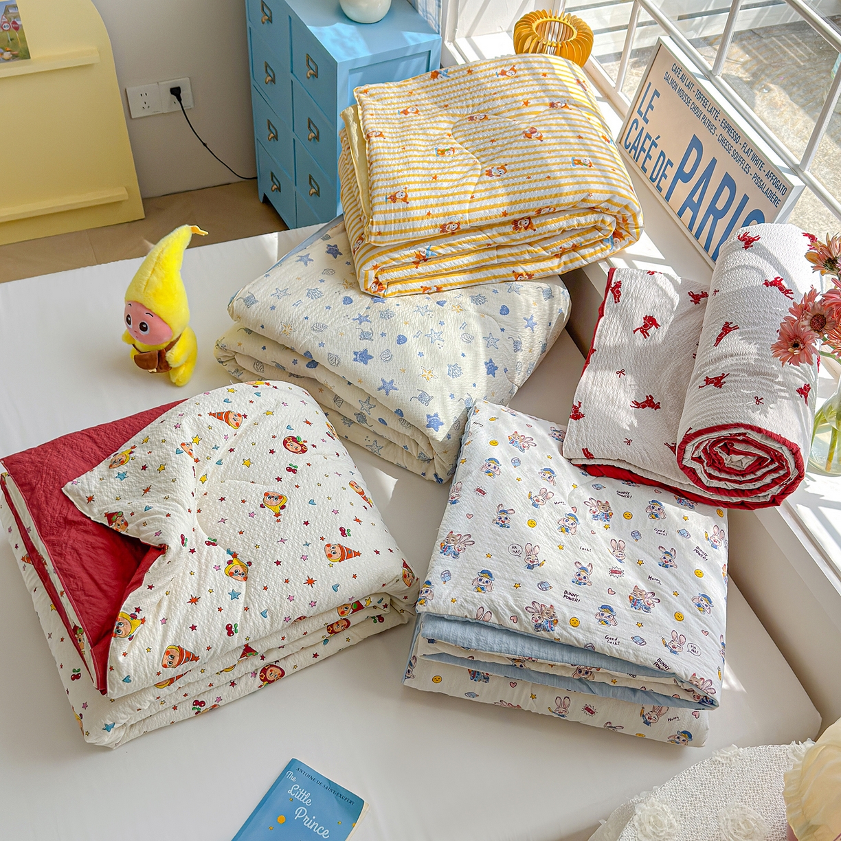 91家纺网 家纺一手货源 找家纺 玉海棠家纺 2026新款云感泡芙棉夏被空调被夏凉被四件套 组合图仅供参考不可下单