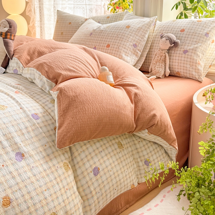 91家纺网 家纺一手货源 找家纺 （总）丝芙妮家居 2026新款皱皱棉双层纱泡芙棉四件套