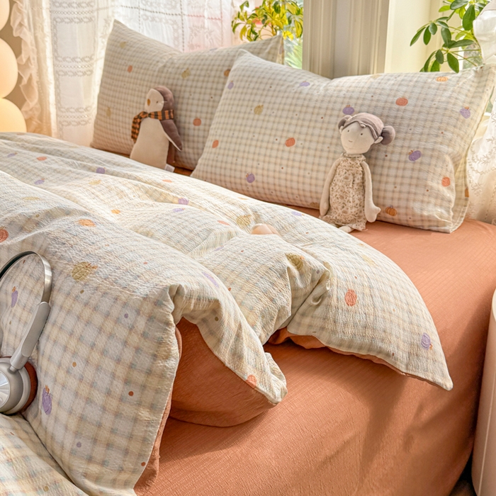 91家纺网 家纺一手货源 找家纺 （总）丝芙妮家居 2026新款皱皱棉双层纱泡芙棉四件套