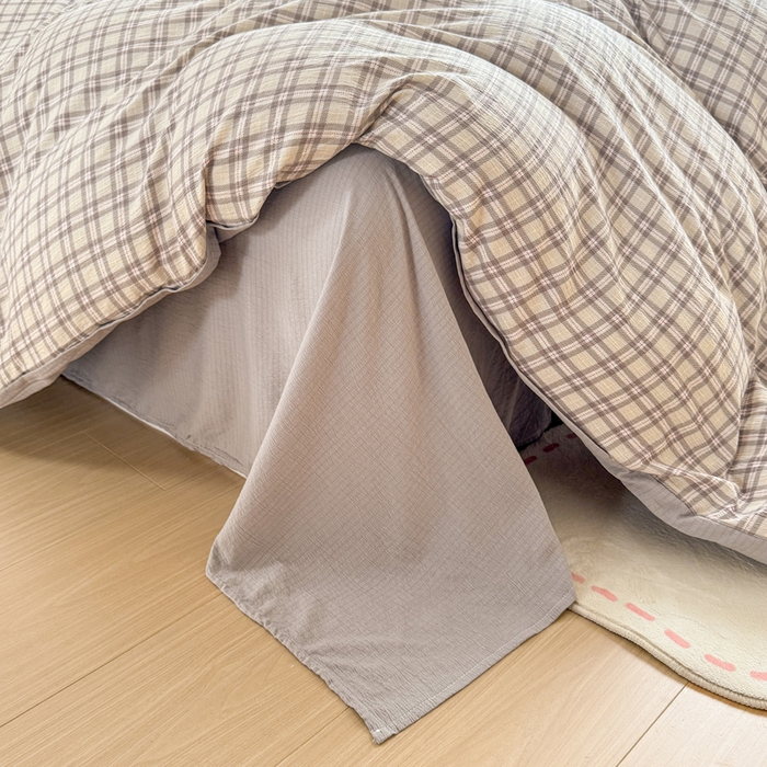 91家纺网 家纺一手货源 找家纺 丝芙妮家居 2026新款皱皱棉双层纱泡芙棉四件套 浅川织格