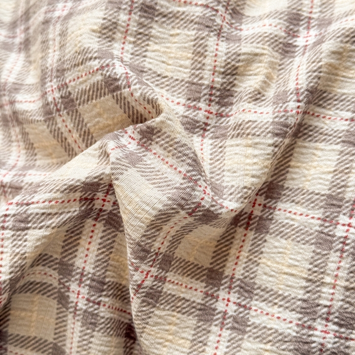 91家纺网 家纺一手货源 找家纺 丝芙妮家居 2026新款皱皱棉双层纱泡芙棉四件套 浅川织格