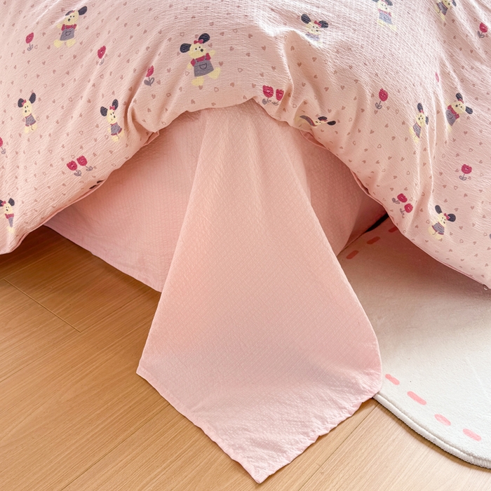 91家纺网 家纺一手货源 找家纺 丝芙妮家居 2026新款皱皱棉双层纱泡芙棉四件套 花枝狗狗