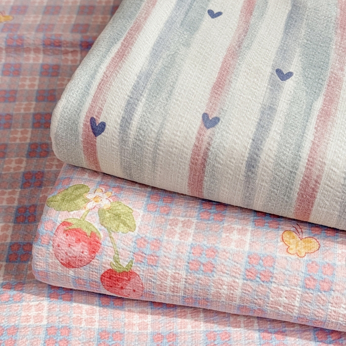 91家纺网 家纺一手货源 找家纺 丝芙妮家居 2026新款皱皱棉双层纱泡芙棉四件套 组合图仅做展示不可下单