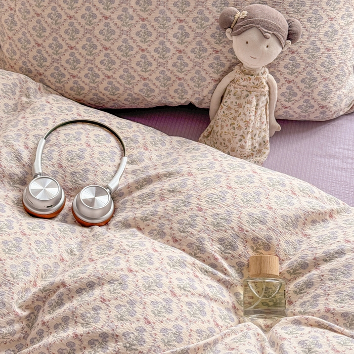 91家纺网 家纺一手货源 找家纺 丝芙妮家居 2026新款皱皱棉双层纱泡芙棉四件套 花清梦