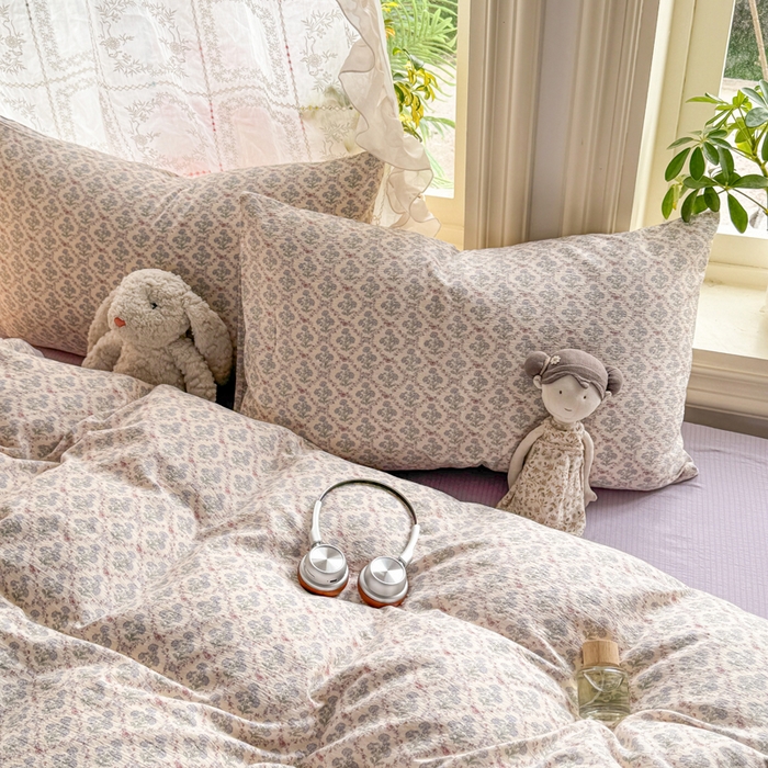 91家纺网 家纺一手货源 找家纺 丝芙妮家居 2026新款皱皱棉双层纱泡芙棉四件套 花清梦