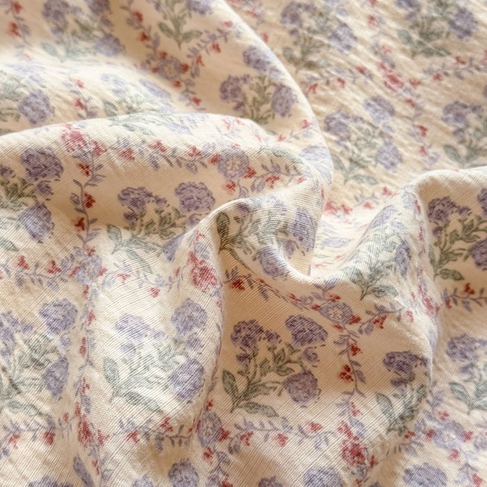 91家纺网 家纺一手货源 找家纺 丝芙妮家居 2026新款皱皱棉双层纱泡芙棉四件套 花清梦