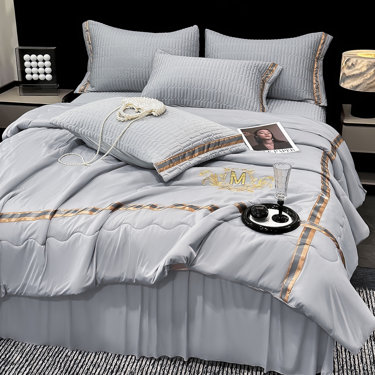 91家纺网 家纺一手货源 找家纺 （总）妮恒美家纺 2026新款凉感丝床盖夏被款绅士系列