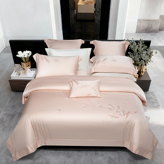 91家纺网 家纺一手货源 找家纺 （总）诗黛尔 2026春夏新款 天丝刺绣四件套叶叶生辉系列