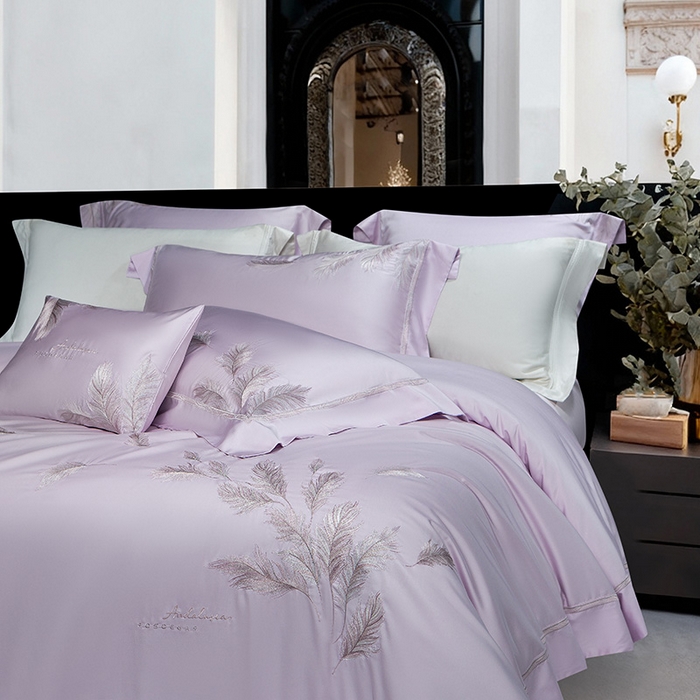 91家纺网 家纺一手货源 找家纺 （总）诗黛尔 2026春夏新款 天丝刺绣四件套叶叶生辉系列