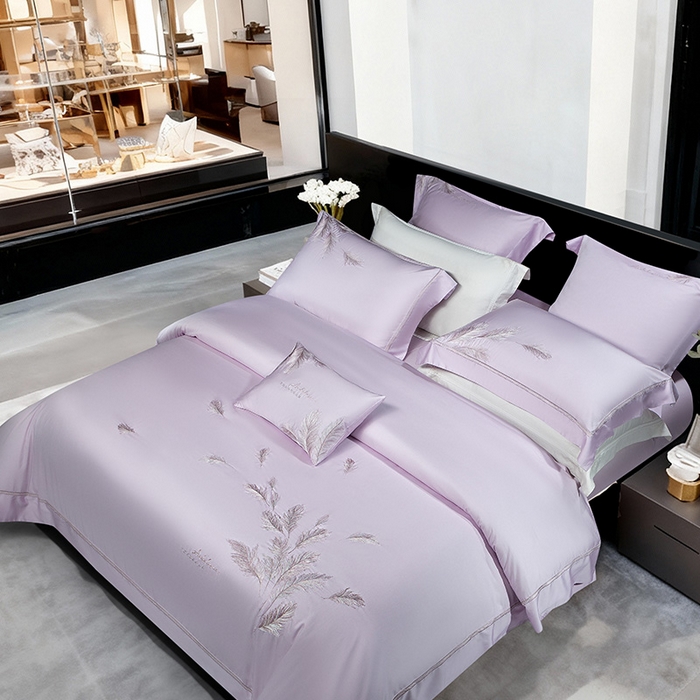 91家纺网 家纺一手货源 找家纺 （总）诗黛尔 2026春夏新款 天丝刺绣四件套叶叶生辉系列