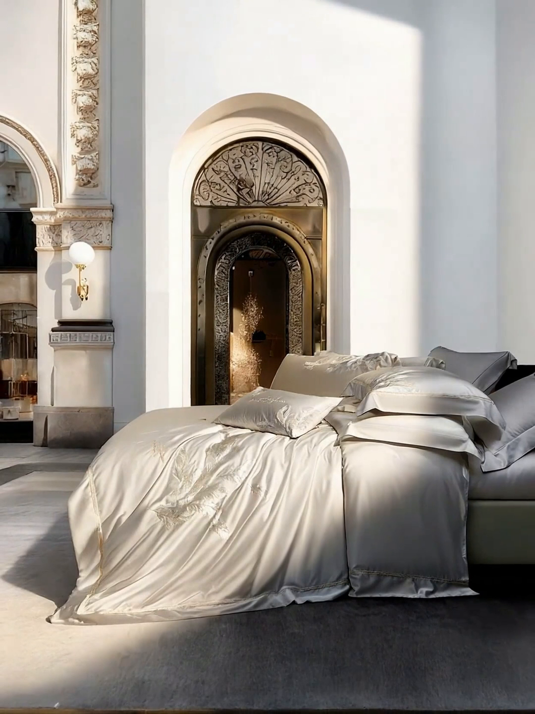 91家纺网 家纺一手货源 找家纺 （总）诗黛尔 2026春夏新款 天丝刺绣四件套叶叶生辉系列