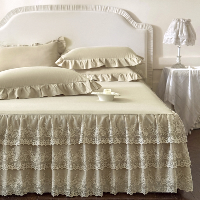 乐朵家居 2026新款 26-1 夏沫 蕾丝床裙 卡其