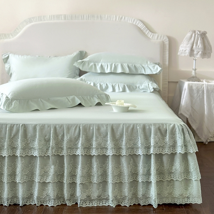 乐朵家居 2026新款 26-1夏沫 蕾丝床裙 抹茶绿