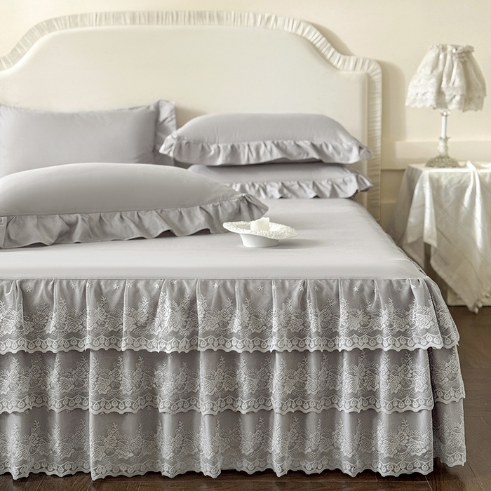 乐朵家居 2026新款 26-1 夏沫 蕾丝床裙 星空灰