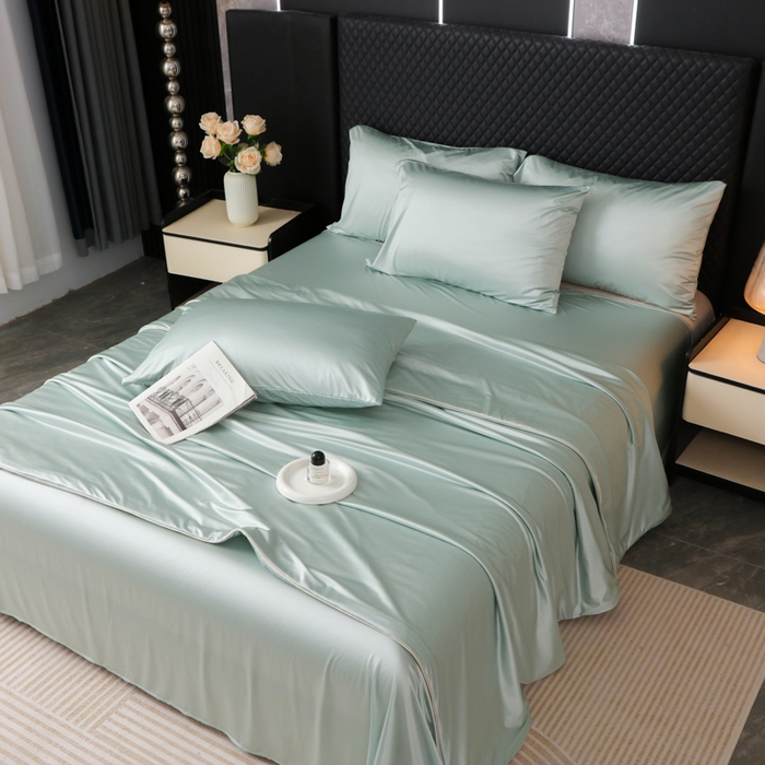 91家纺网 家纺一手货源 找家纺 爱彼家纺 2026夏季新款流锻亲肤水光夏凉被高级感单夏被-可定制蚕丝夏被 冰肌水绿