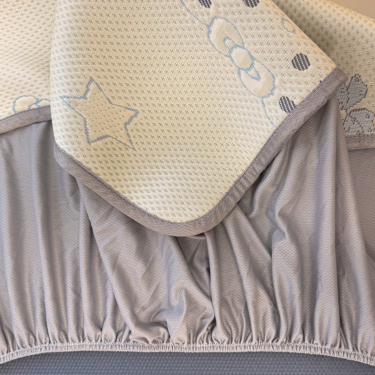 91家纺网 家纺一手货源 找家纺 懒猫家纺 2026新款卡通提花凉豆豆床笠款凉席 星糖蓝猫-床笠款