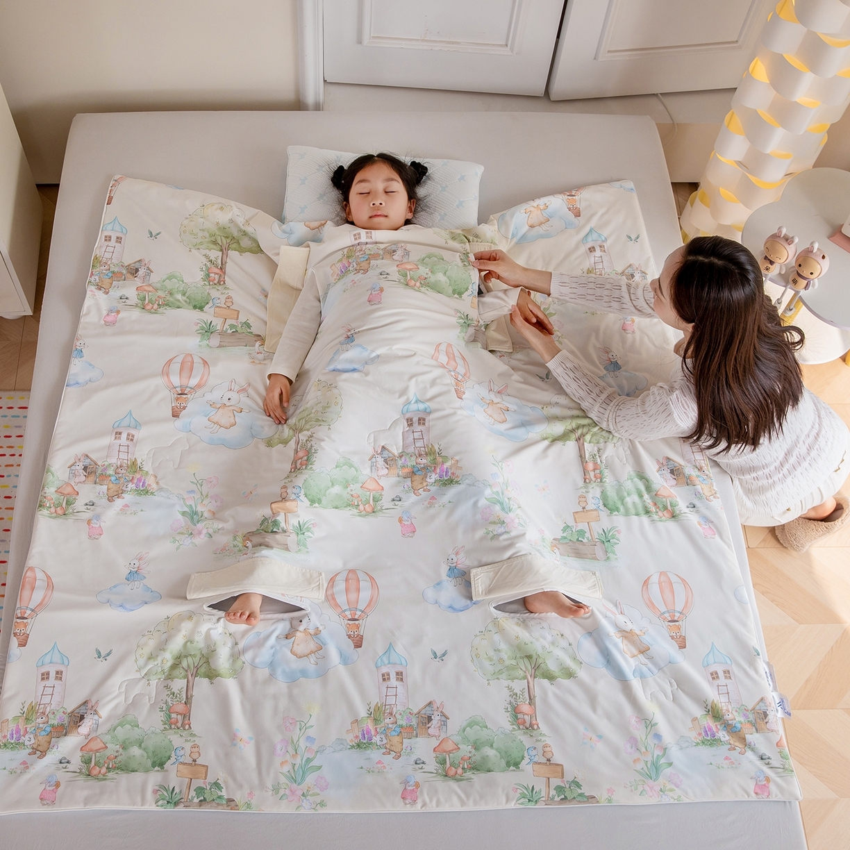 91家纺网 家纺一手货源 找家纺 （总）萌朵防踢被 2026新款真锦氨蚕丝四孔夏凉防踢被儿童夏被