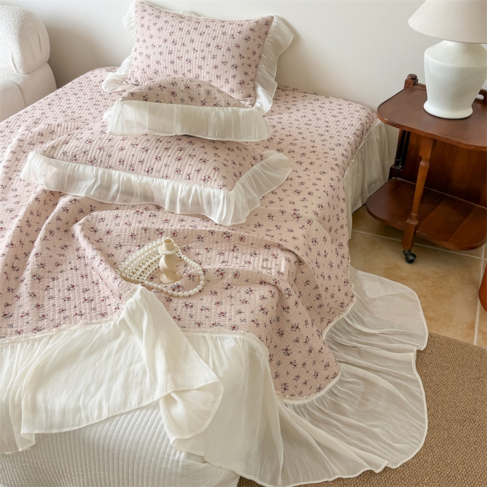 91家纺网 家纺一手货源 找家纺 （总）吾欢心 2026新款仿锦安法式花边凉感丝床盖款夏凉被四件套软凉席三件套小冰皮空调被