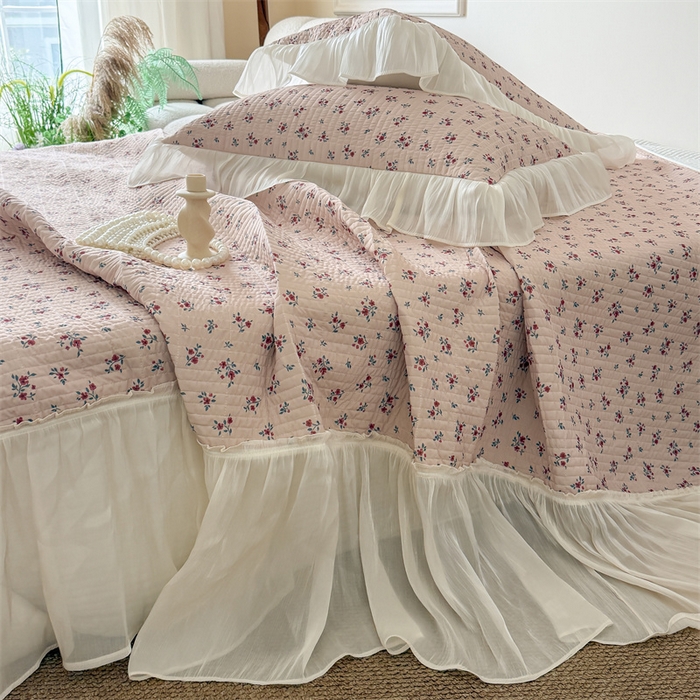 91家纺网 家纺一手货源 找家纺 （总）吾欢心 2026新款仿锦安法式花边凉感丝床盖款夏凉被四件套软凉席三件套小冰皮空调被