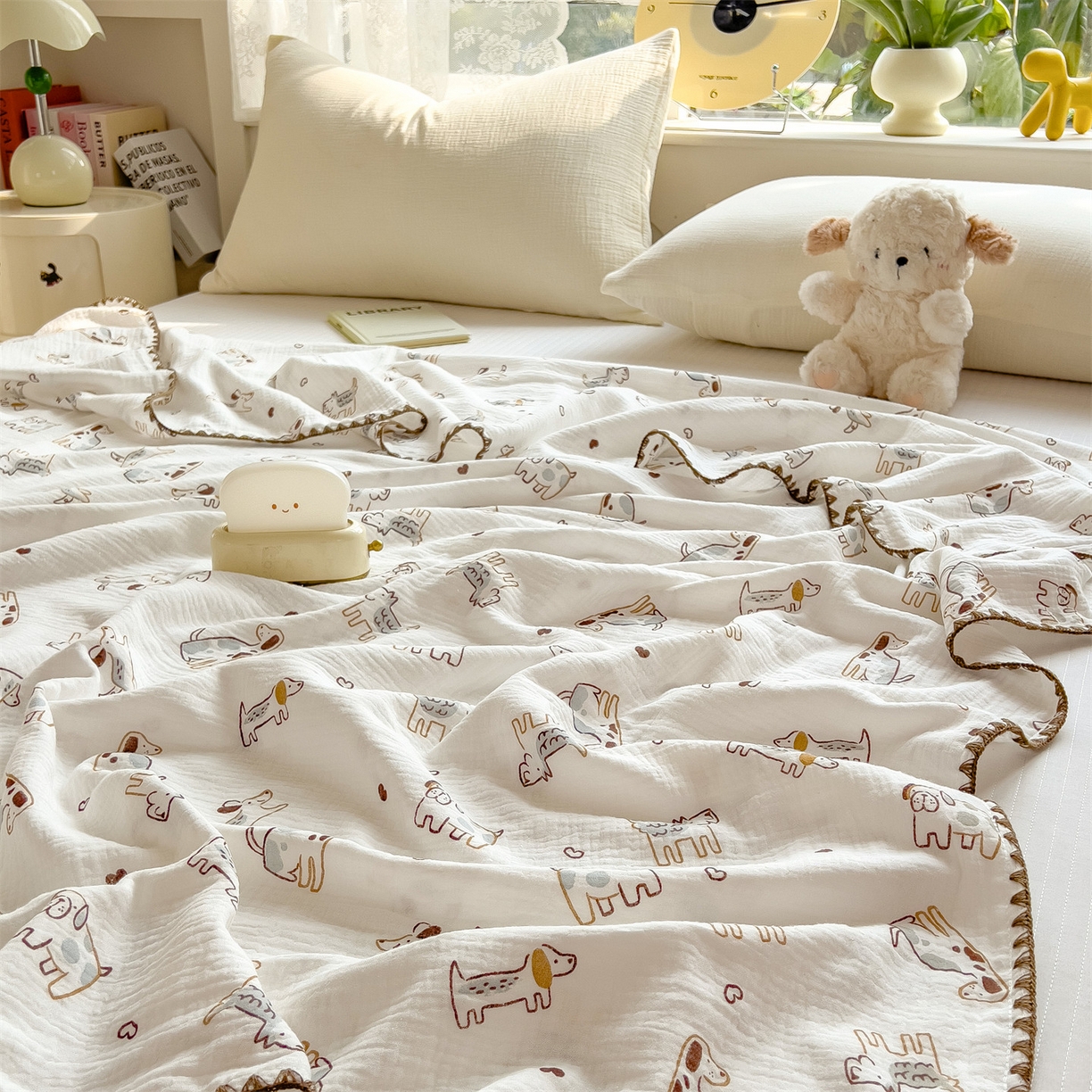 91家纺网 家纺一手货源 找家纺 （总）布凡家居 2026新款A类贝壳边全棉双层纱布毯夏被毯盖毯双层纱浴巾毯