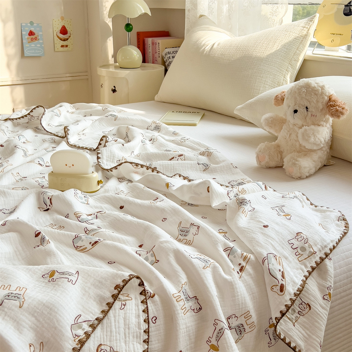 91家纺网 家纺一手货源 找家纺 （总）布凡家居 2026新款A类贝壳边全棉双层纱布毯夏被毯盖毯双层纱浴巾毯