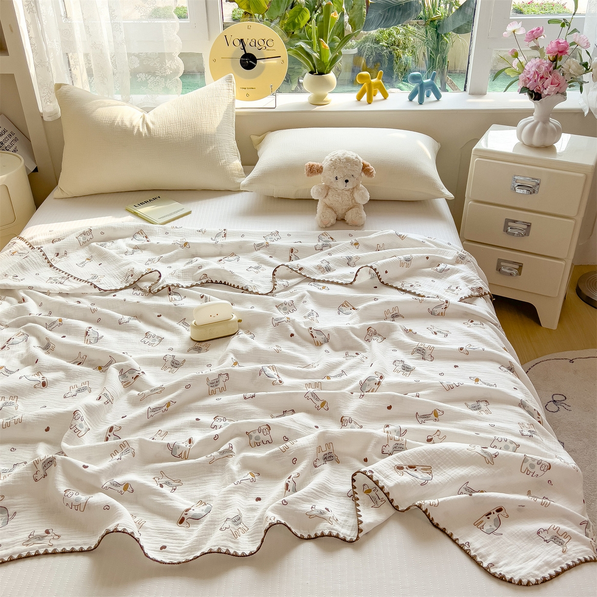 91家纺网 家纺一手货源 找家纺 布凡家居 2026新款高端A类PE高分子冰丝凉席卡通贴布凉席冰豆豆软凉席 动物园-青