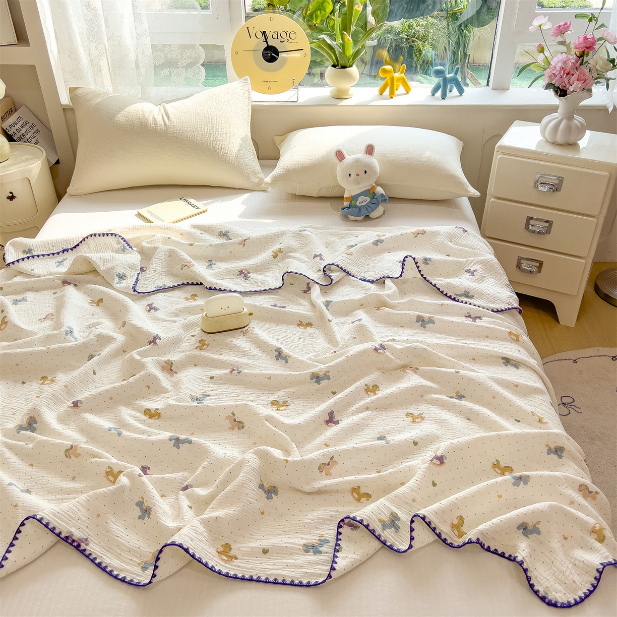 91家纺网 家纺一手货源 找家纺 （总）布凡家居 2026新款A类贝壳边全棉双层纱布毯夏被毯盖毯双层纱浴巾毯