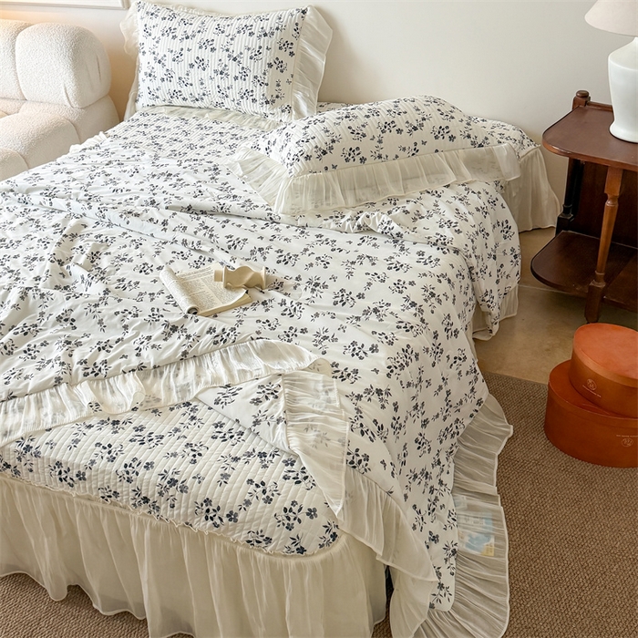 91家纺网 家纺一手货源 找家纺 （总）吾欢心 2026新款仿锦安法式花边凉感丝床盖款夏凉被四件套软凉席三件套小冰皮空调被