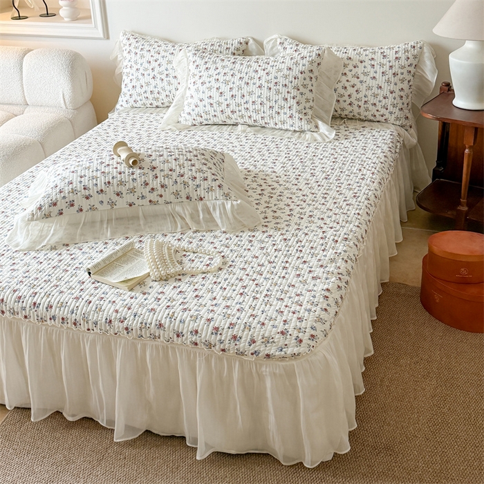 91家纺网 家纺一手货源 找家纺 吾欢心 2026新款仿锦安法式花边凉感丝床盖款夏凉被四件套软凉席三件套小冰皮空调被 复古蔷薇