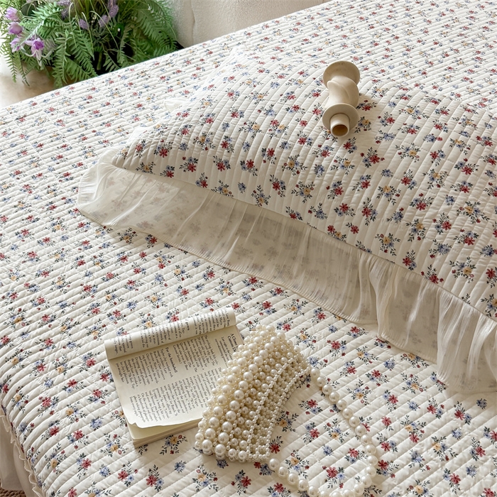 91家纺网 家纺一手货源 找家纺 吾欢心 2026新款仿锦安法式花边凉感丝床盖款夏凉被四件套软凉席三件套小冰皮空调被 复古蔷薇