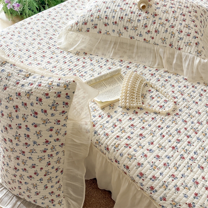 91家纺网 家纺一手货源 找家纺 吾欢心 2026新款仿锦安法式花边凉感丝床盖款夏凉被四件套软凉席三件套小冰皮空调被 复古蔷薇