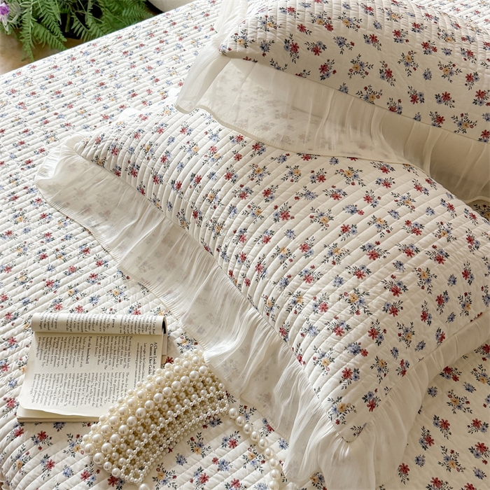 91家纺网 家纺一手货源 找家纺 吾欢心 2026新款仿锦安法式花边凉感丝床盖款夏凉被四件套软凉席三件套小冰皮空调被 复古蔷薇