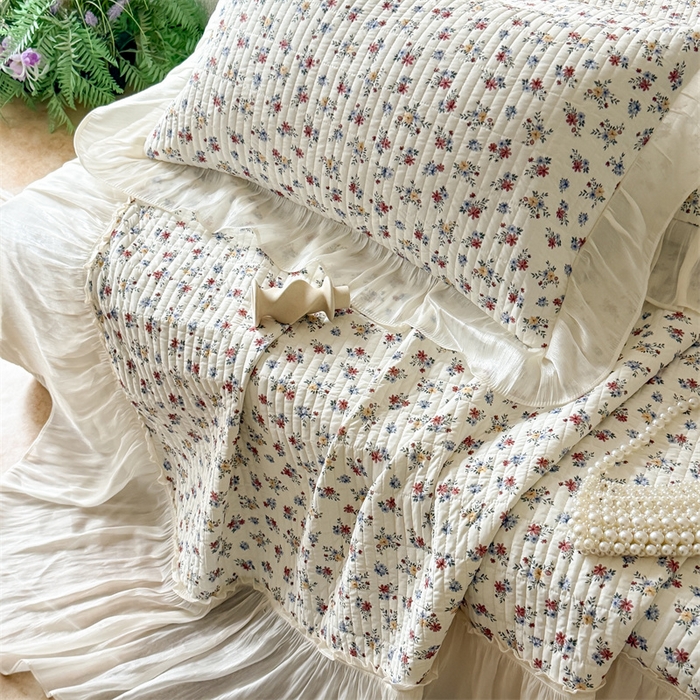 91家纺网 家纺一手货源 找家纺 吾欢心 2026新款仿锦安法式花边凉感丝床盖款夏凉被四件套软凉席三件套小冰皮空调被 复古蔷薇