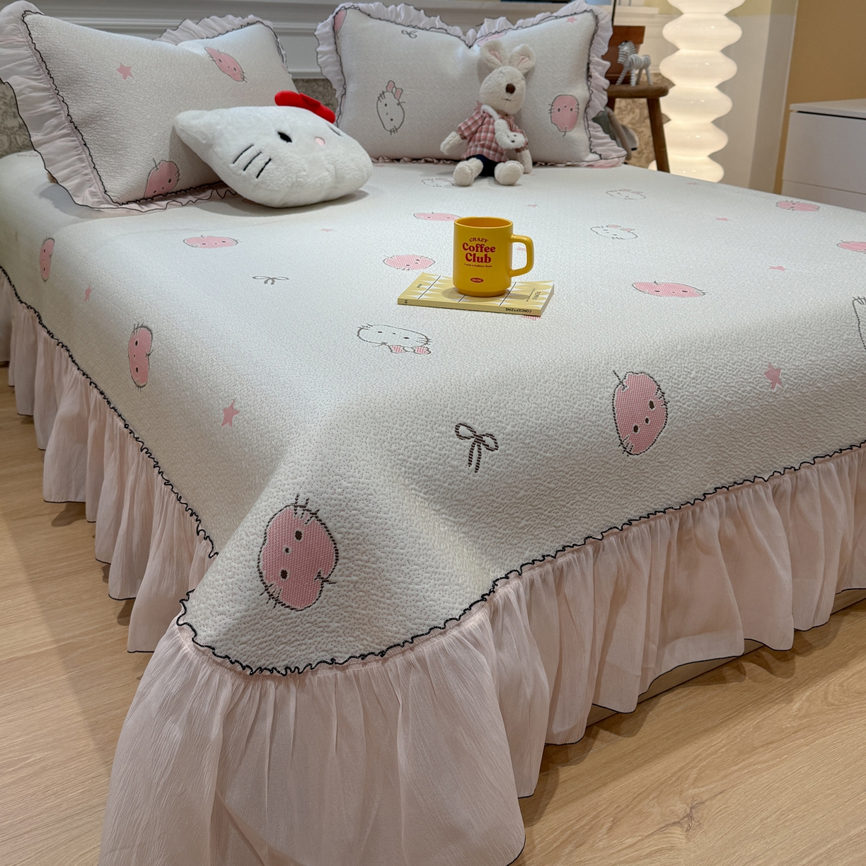 91家纺网 家纺一手货源 找家纺 （总）雅居纺家纺 2025春夏新款全棉纯棉毛巾绣系列单床笠 床笠单件