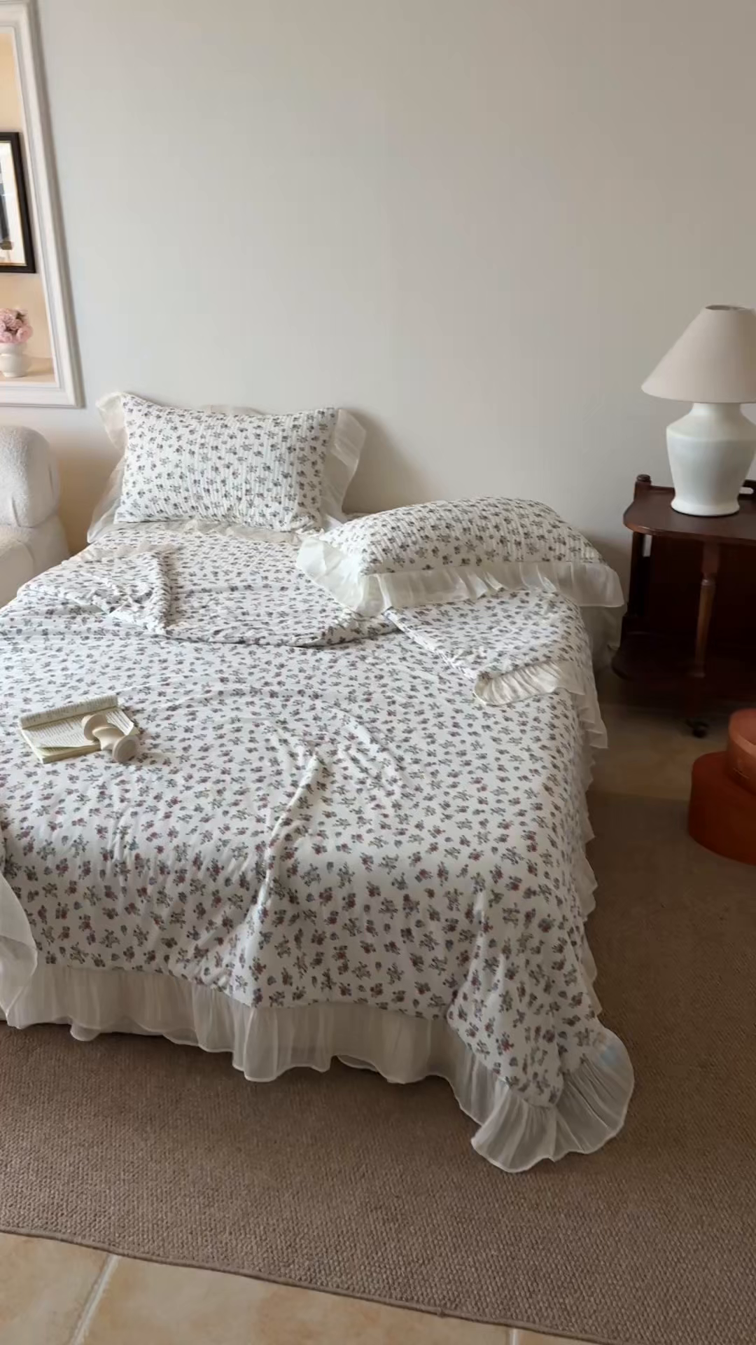 91家纺网 家纺一手货源 找家纺 吾欢心 2026新款仿锦安法式花边凉感丝床盖款夏凉被四件套软凉席三件套小冰皮空调被 复古蔷薇