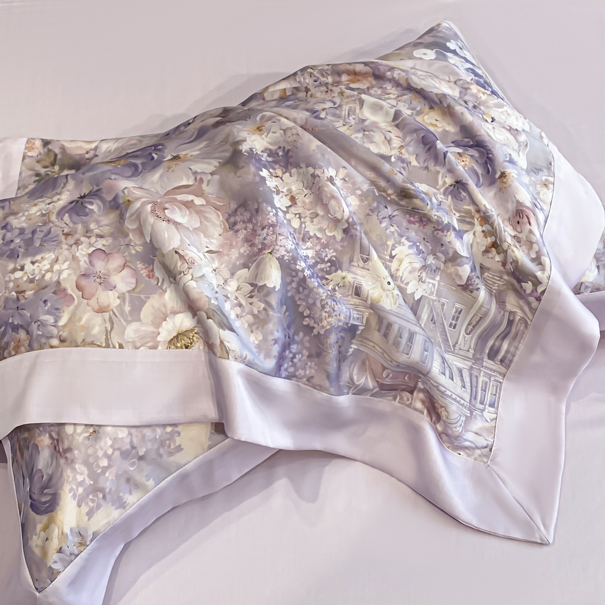 91家纺网 家纺一手货源 找家纺 博纳家纺 2026新款天丝莱塞尔轻奢高端数码印花拼角宽边夏被四件套冰感凉感四件套--夏洛伊系列 蔷薇庄园