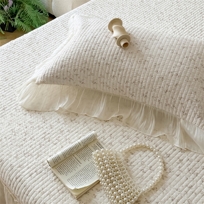 91家纺网 家纺一手货源 找家纺 吾欢心 2026新款仿锦安法式花边凉感丝床盖款夏凉被四件套软凉席三件套小冰皮空调被 浅雾繁花