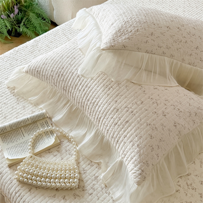 91家纺网 家纺一手货源 找家纺 吾欢心 2026新款仿锦安法式花边凉感丝床盖款夏凉被四件套软凉席三件套小冰皮空调被 浅雾繁花