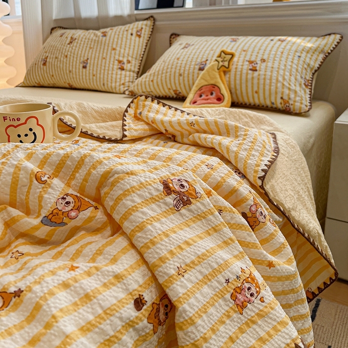 91家纺网 家纺一手货源 找家纺 （总）仟网汇 2026新款三角针贝壳边泡芙纱夏被四件套