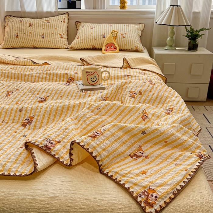 91家纺网 家纺一手货源 找家纺 （总）仟网汇 2026新款三角针贝壳边泡芙纱夏被四件套