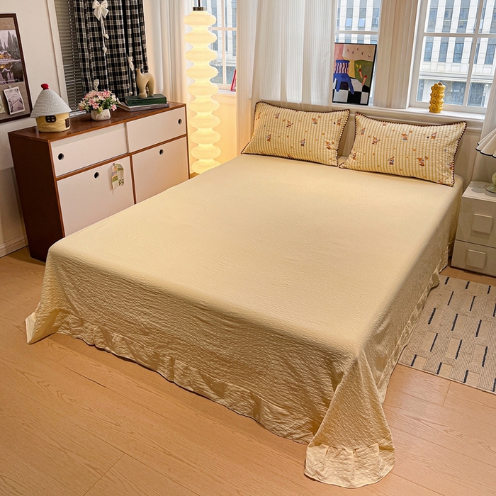 91家纺网 家纺一手货源 找家纺 （总）仟网汇 2026新款三角针贝壳边泡芙纱夏被四件套