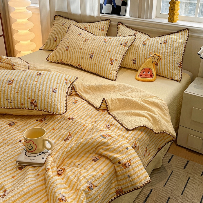 91家纺网 家纺一手货源 找家纺 （总）仟网汇 2026新款三角针贝壳边泡芙纱夏被四件套