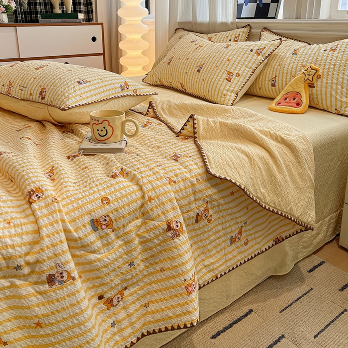 91家纺网 家纺一手货源 找家纺 （总）仟网汇 2026新款三角针贝壳边泡芙纱夏被四件套