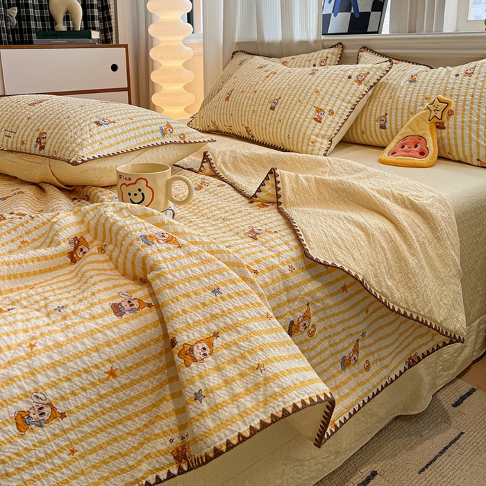 91家纺网 家纺一手货源 找家纺 （总）仟网汇 2026新款三角针贝壳边泡芙纱夏被四件套